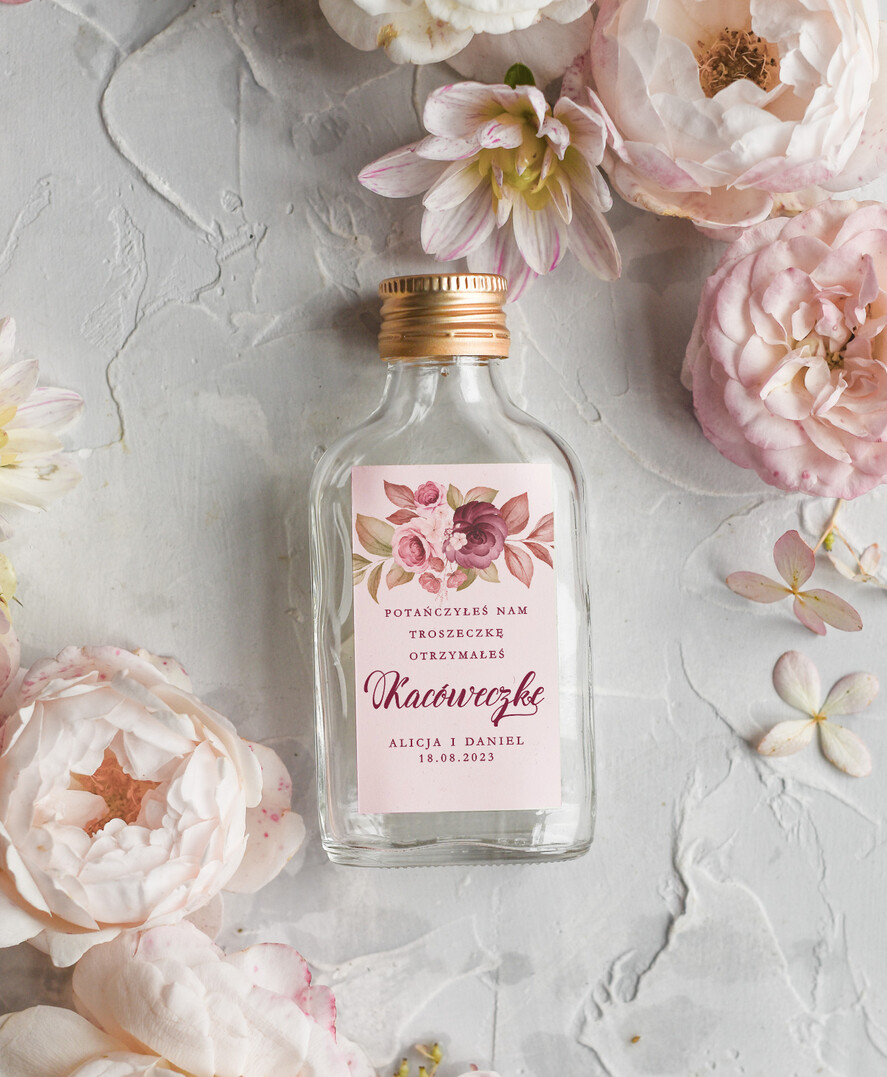 Podziękowania dla Gości Weselnych Butelki piękne podziękowania, butelka na nalewka prezent dla gości weselnych, pomysł na prezent dla gości weselnych 0