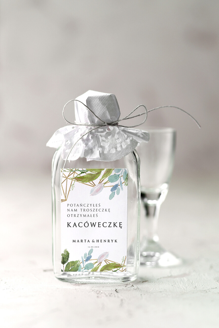 Podziękowania dla Gości Weselnych Butelki ślubne upominki dla gości, małe buteleczki z alkoholem0