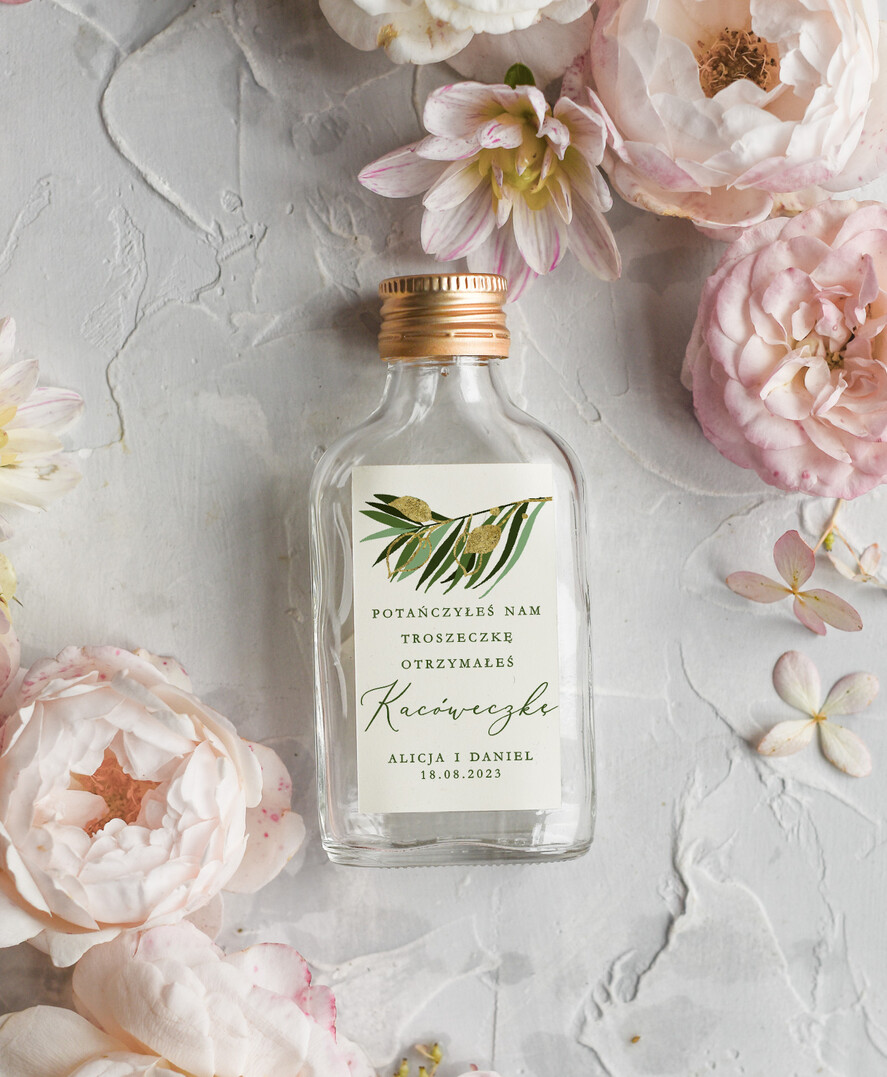 Podziękowania dla Gości Weselnych Butelki prezent dla gości weselnych, piersióweczki do własnego wypełnienia, małe butelki na podziękowania dla gości0