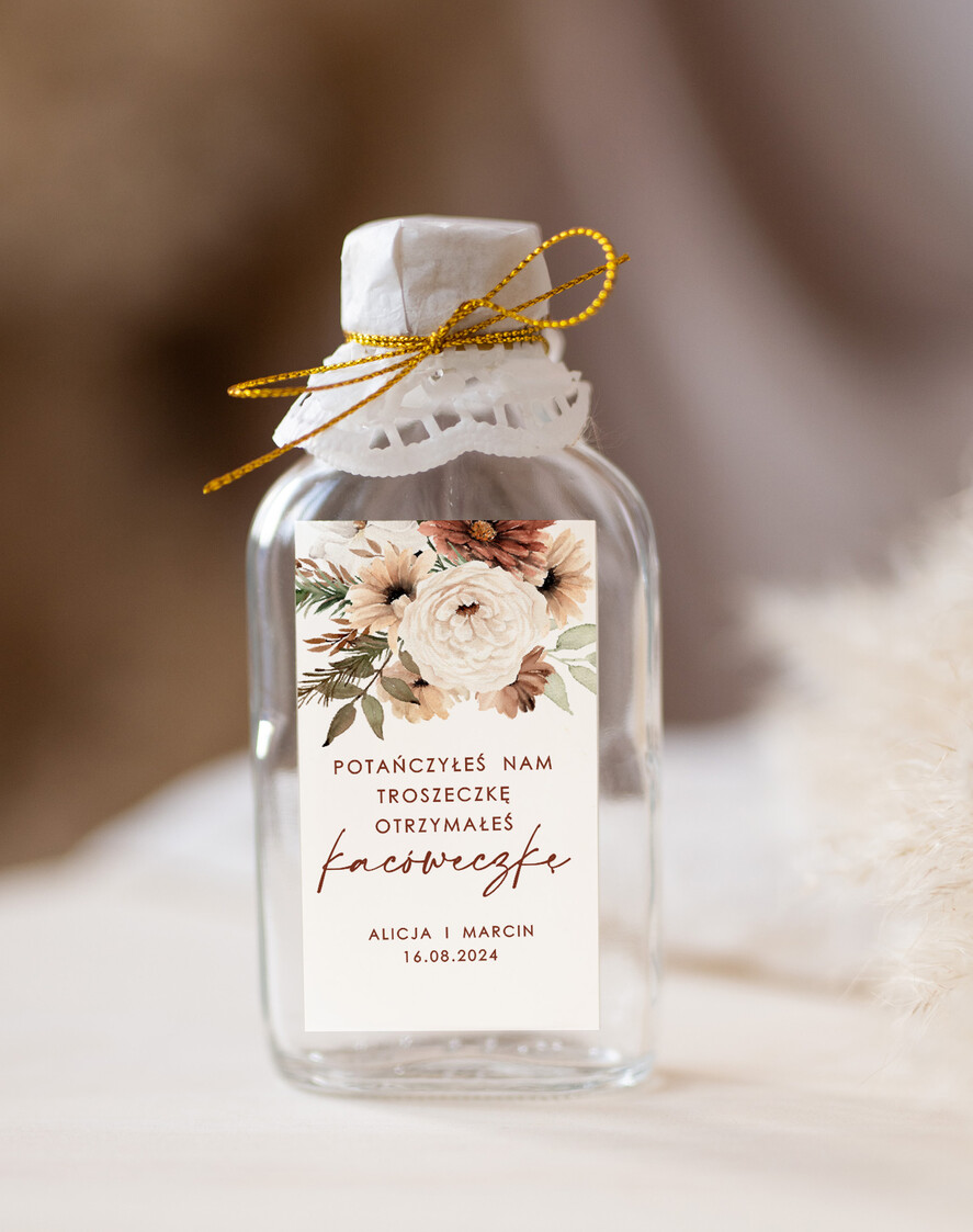 Podziękowania dla Gości Weselnych Butelki kacóweczki na własny trunek, butelki 100 ml z personalizacją, podziękowania dla gości butelki na alkohol, pomysł na prezenty dla gosci weselnych0