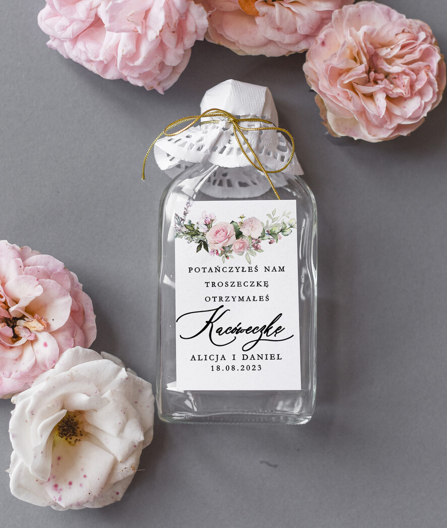Podziękowania dla Gości Weselnych Butelki prezenty dla gości weselnych, buteleczki dla gości weselnych, podziękowania dla gosci weselnych, butelka 100 ml na własny alkohol0