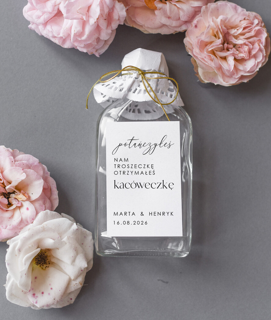 Podziękowania dla Gości Weselnych Butelki prezent dla gości na weselu podziękowania dla gości weselnych, buteleczki 100 ml prezent dla gości na weselu, prezenty dla gości weselnych, kacówka, butelka na własny trunek na prezent dla gości0