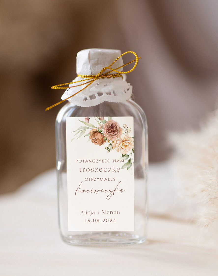 Podziękowania dla Gości Weselnych Butelki kacóweczki na własny trunek, butelki 100 ml z personalizacją, podziękowania dla gości butelki na alkohol, pomysł na prezenty dla gosci weselnych0