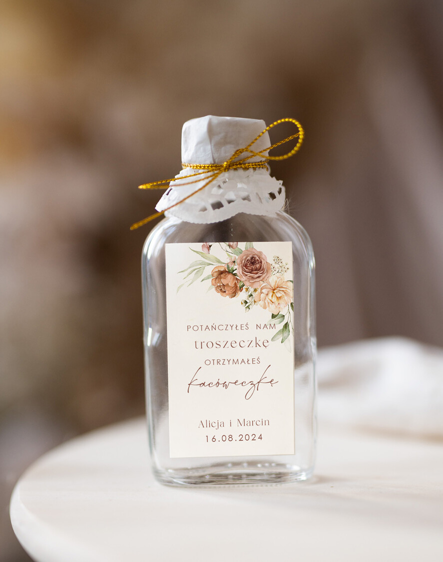 Podziękowania dla Gości Weselnych Butelki kacóweczki na własny trunek, butelki 100 ml z personalizacją, podziękowania dla gości butelki na alkohol, pomysł na prezenty dla gosci weselnych1