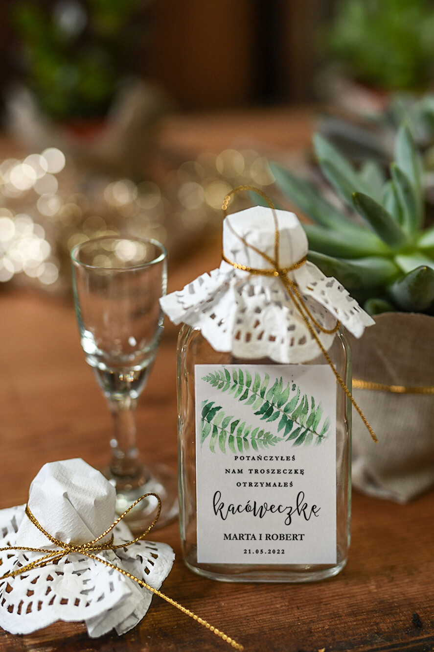 Podziękowania dla Gości Weselnych Butelki ślubne upominki dla gości weselnych buteleczki piersówki na własny trunek  0