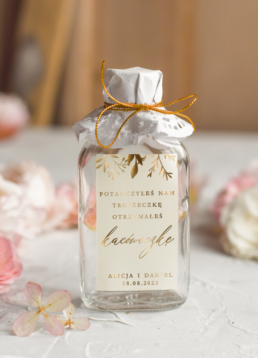 Podziękowania dla Gości Weselnych Butelki upominki dla gości weselnych, małe buteleczki na własny alkohol, pomysł na prezent dla gosci weselnych 0