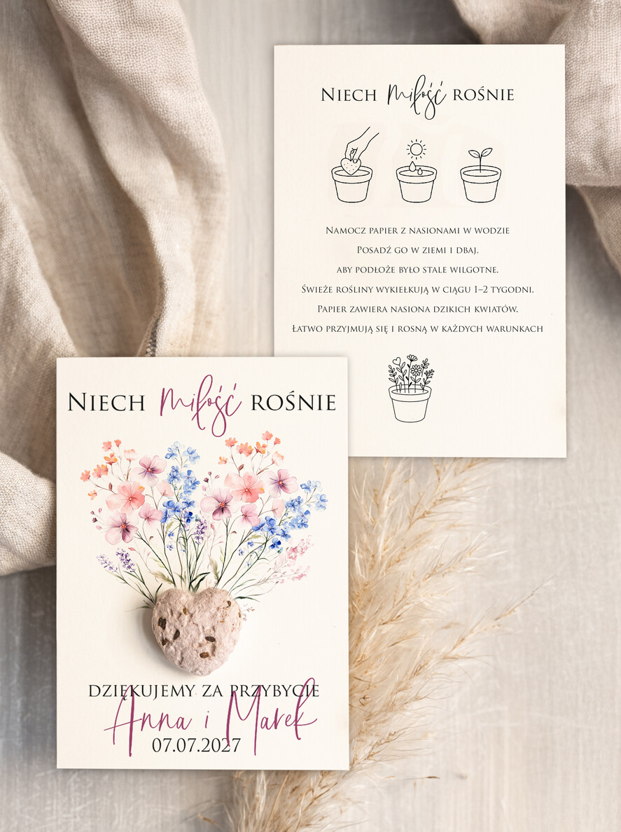 Podziękowania dla Gości Weselnych Nasionka Kwiatów podziękowania dla gości weselnych, prezenciki dla gosci, podziekowanie upominek nasionka kwiatów1