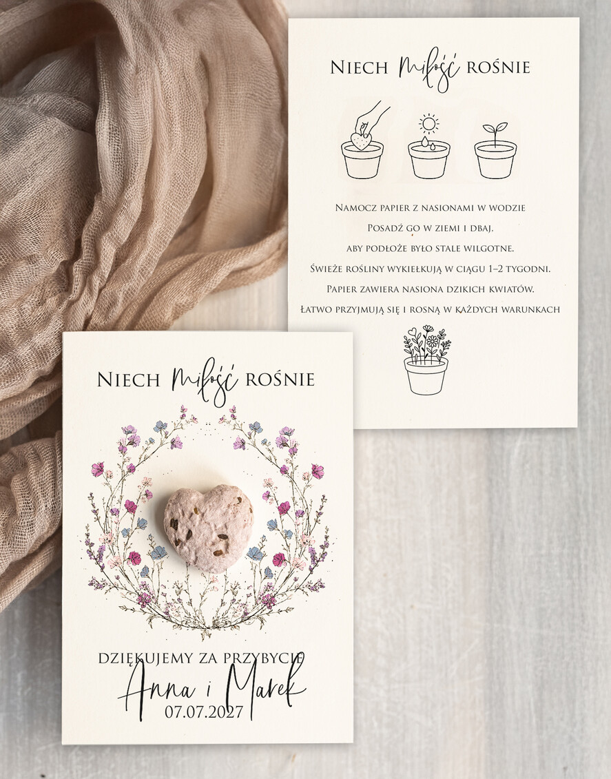 Podziękowania dla Gości Weselnych Nasionka Kwiatów podziękowania dla gości weselnych, prezenciki dla gosci, podziekowanie upominek nasionka kwiatów1