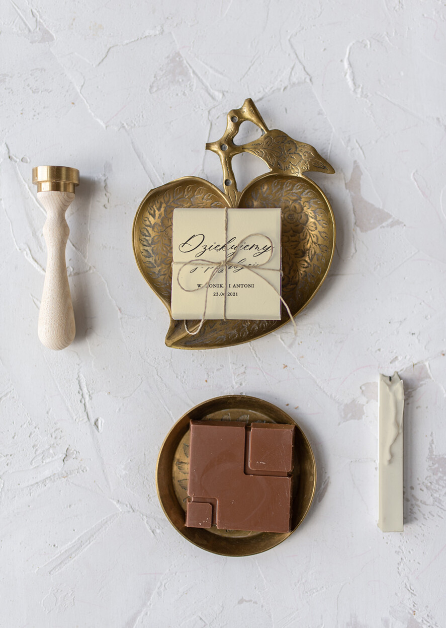 Podziękowania dla Gości Weselnych Czekoladki ślubne upominki dla gości weselnych czekoladki przyjemność w słodkiej formie personalizowana czekolada  0