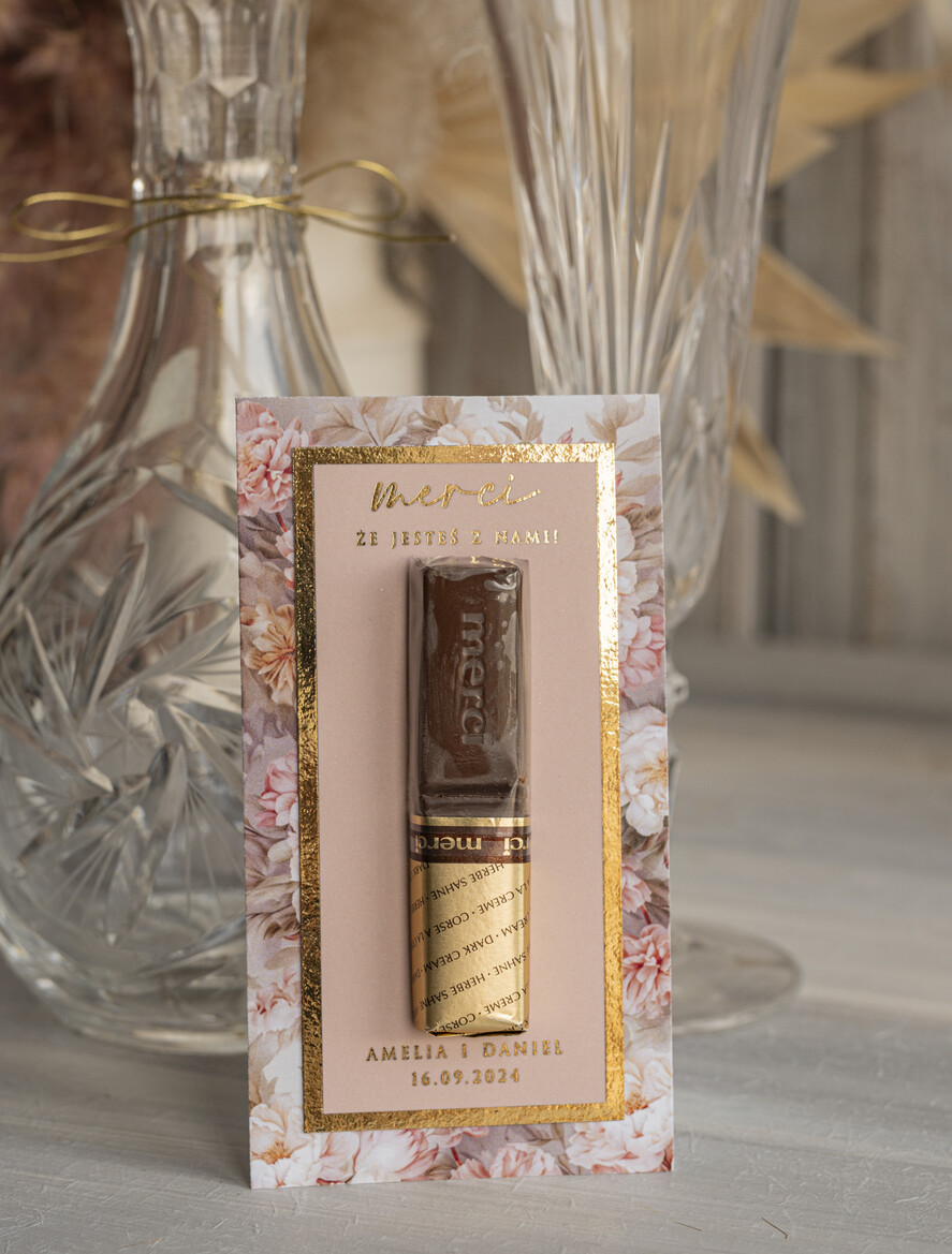 Podziękowania dla Gości Weselnych Czekoladki podziękowania dla gości weselnych, czekoladki personalizowane merci, prezenciki dla gości na weselu, czekoladki dla gości weselnych 1