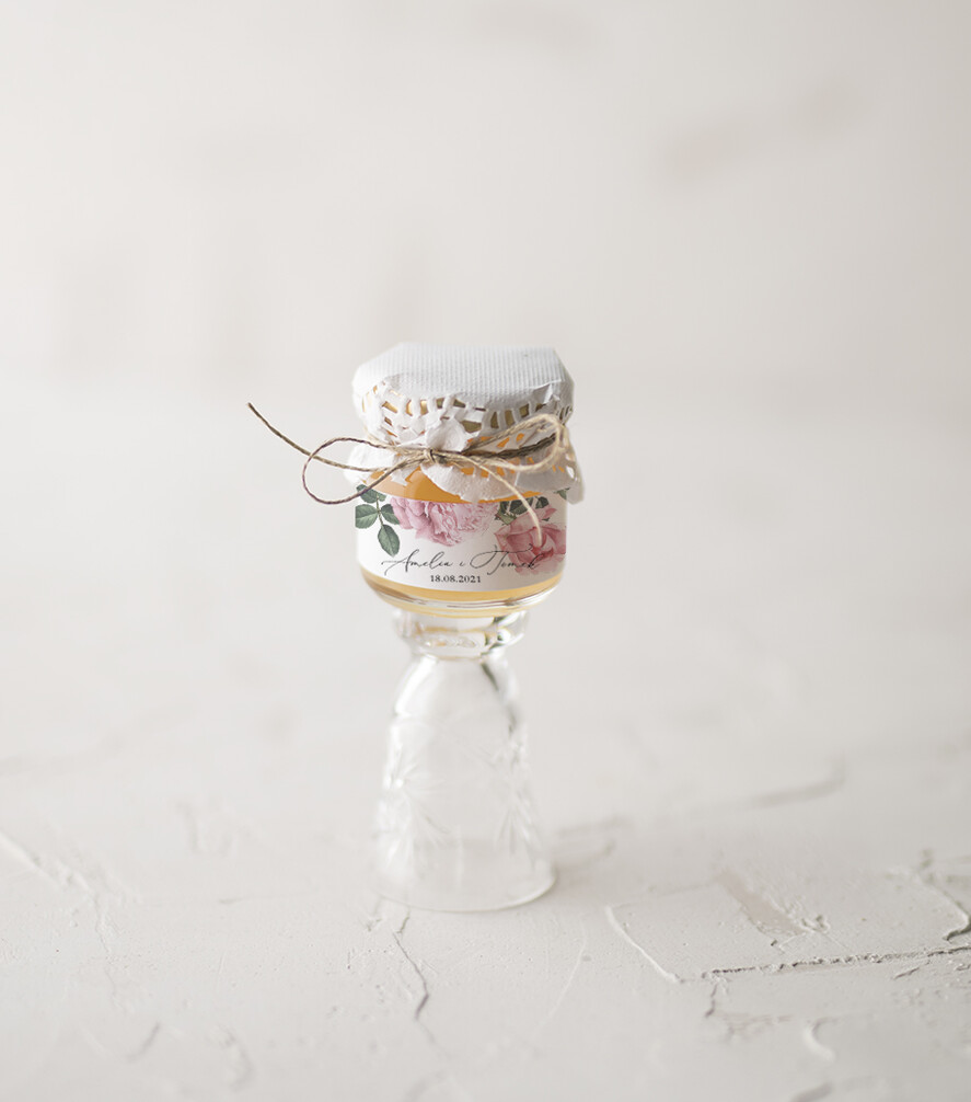 Podziękowania dla Gości Weselnych Miody i słoiczki Nutella prezenciki dla gości weselnych niepowtarzalny upominek mały miodek  0