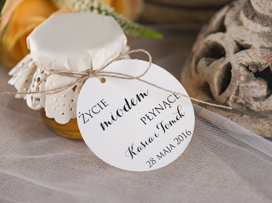 Podziękowania dla Gości Weselnych Miody i słoiczki Nutella unikatowe podziękowania dla gości słodkości od Państwa Młodych słoiczek miodu  1