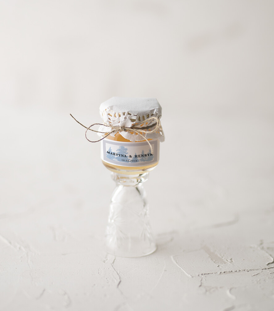 Podziękowania dla Gości Weselnych Miody i słoiczki Nutella ślubne podziękowania dla gości słodki poczęstunek miodki w słoiczkach  0