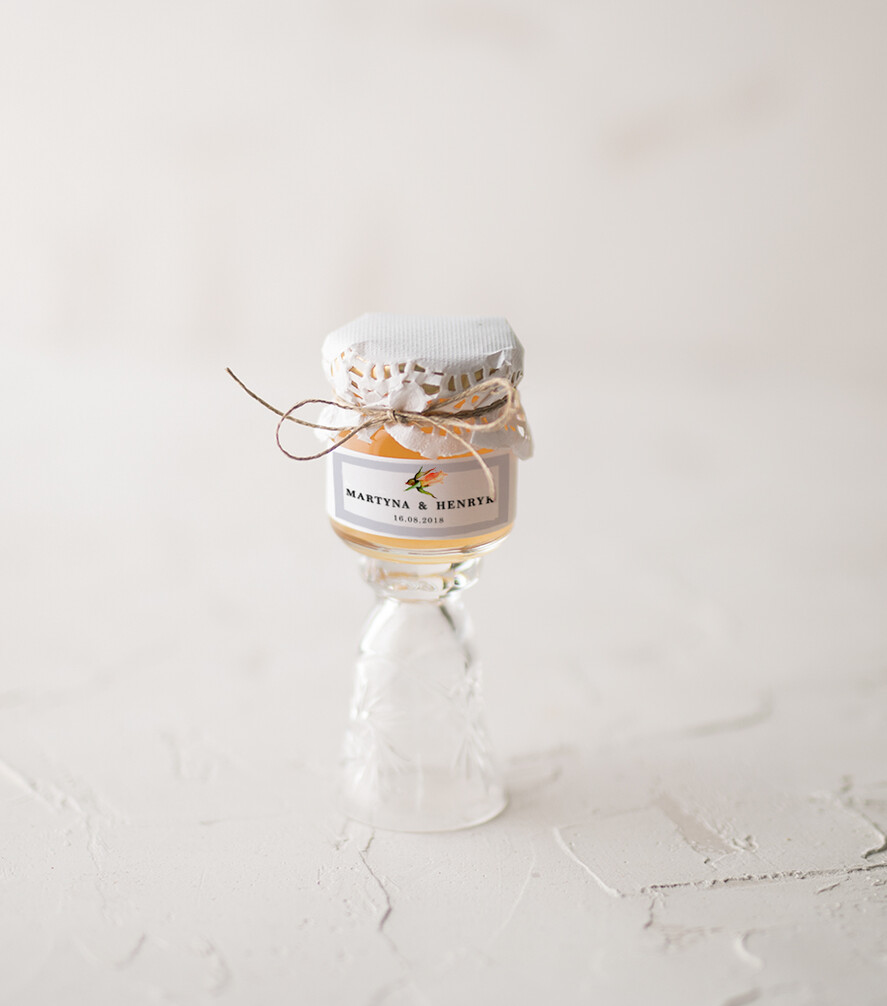 Podziękowania dla Gości Weselnych Miody i słoiczki Nutella unikatowe podziękowania dla gości przyjemność w słodkiej formie personalizowany miodek  0