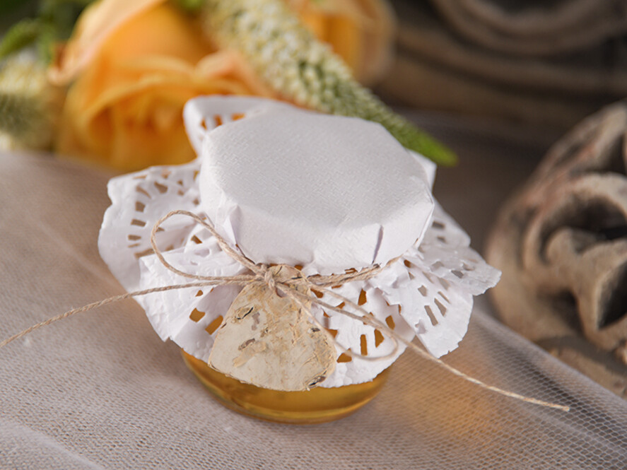 Podziękowania dla Gości Weselnych Miody i słoiczki Nutella podziękowania od pary młodej po weselu spersonalizowane przysmaki miód pszczeli w słoiczku  1