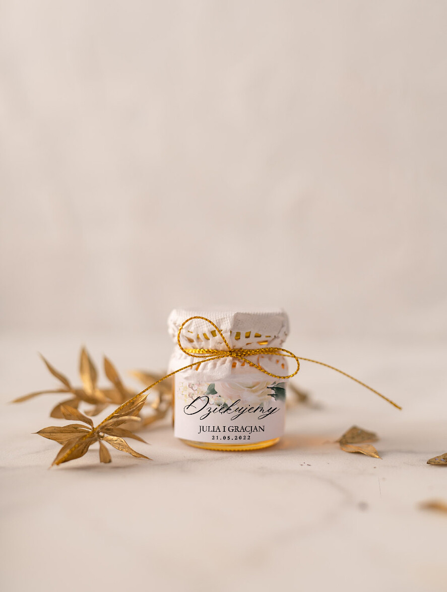 Podziękowania dla Gości Weselnych Miody i słoiczki Nutella ślubne upominki dla gości weselnych słodkie zaskoczenie słoiczek miodu  0