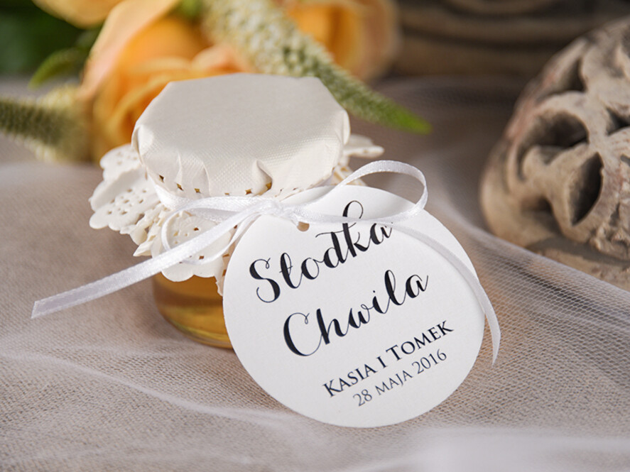 Podziękowania dla Gości Weselnych Miody i słoiczki Nutella prezenciki podarunki po weselu słodki poczęstunek personalizowany miodek  1