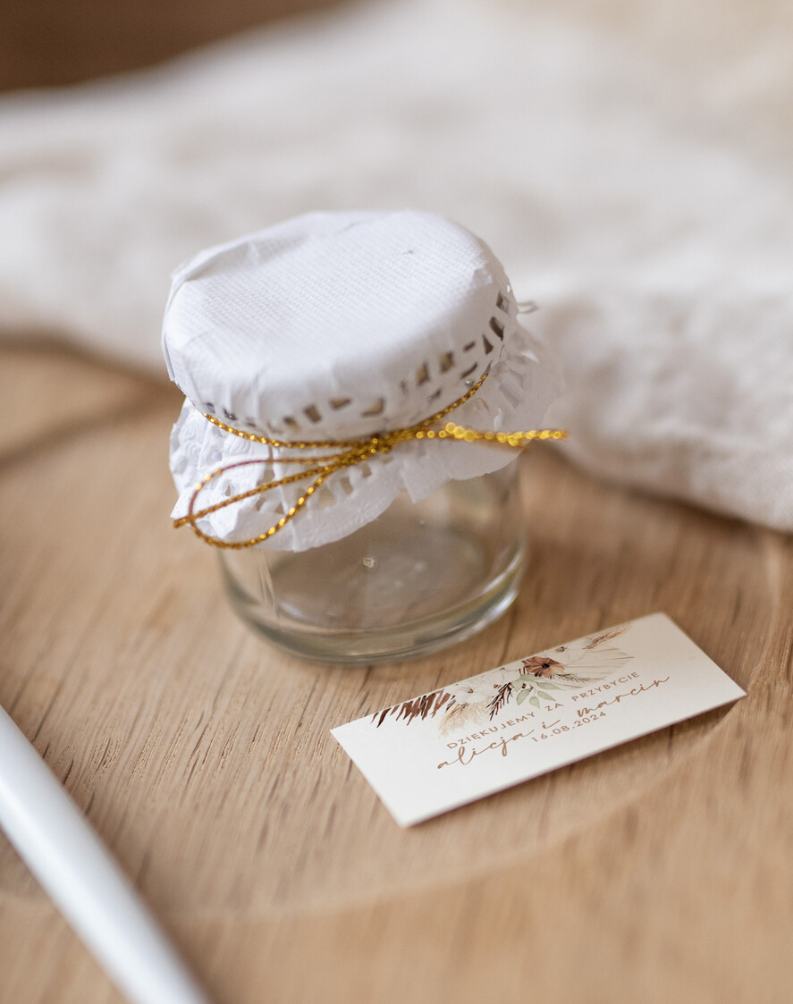 Podziękowania dla Gości Weselnych Miody i słoiczki Nutella oryginalne prezenty dla gości weselnych, miód w słoiku0