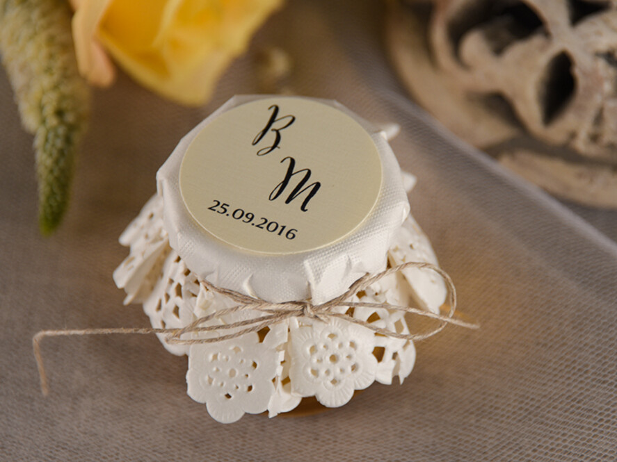 Podziękowania dla Gości Weselnych Miody i słoiczki Nutella unikatowe podziękowania dla gości słodki poczęstunek mały miodek  2