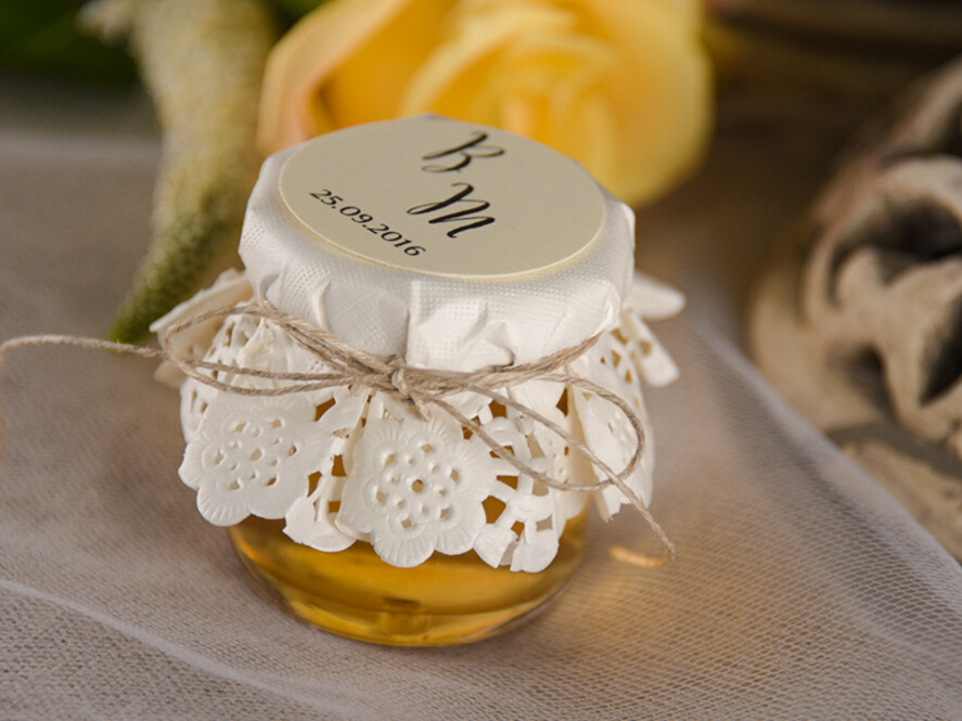 Podziękowania dla Gości Weselnych Miody i słoiczki Nutella unikatowe podziękowania dla gości słodki poczęstunek mały miodek  0