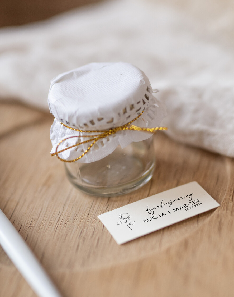 Podziękowania dla Gości Weselnych Miody i słoiczki Nutella podziękowania podarunki dla gości weselnych, miodziki w słoiczku0