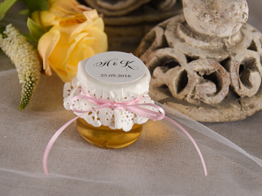 Podziękowania dla Gości Weselnych Miody i słoiczki Nutella podziękowania dla gości ślubnych słodkie przyjemności z personalizacją personalizowany miodek  2