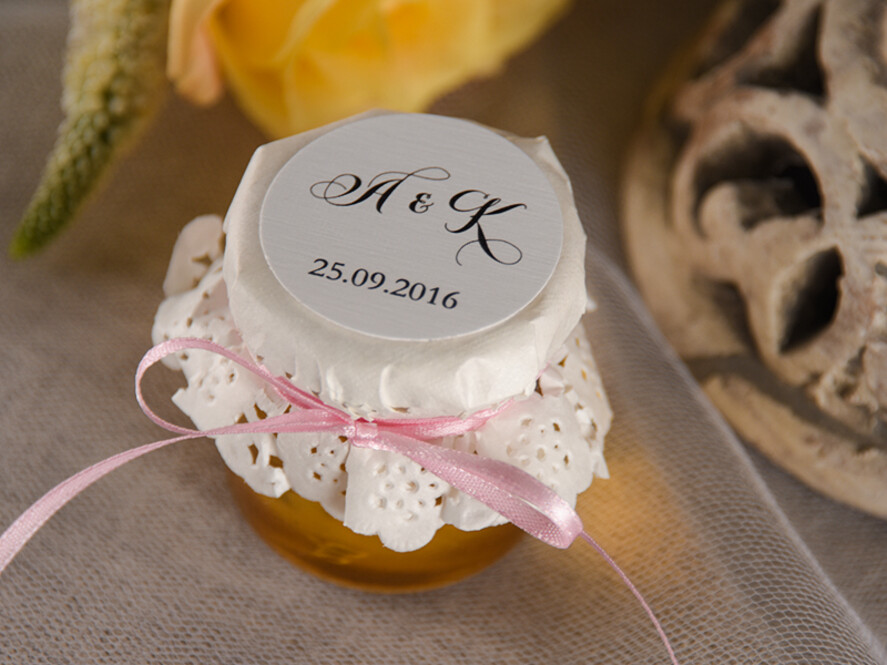 Podziękowania dla Gości Weselnych Miody i słoiczki Nutella podziękowania dla gości ślubnych słodkie przyjemności z personalizacją personalizowany miodek  3