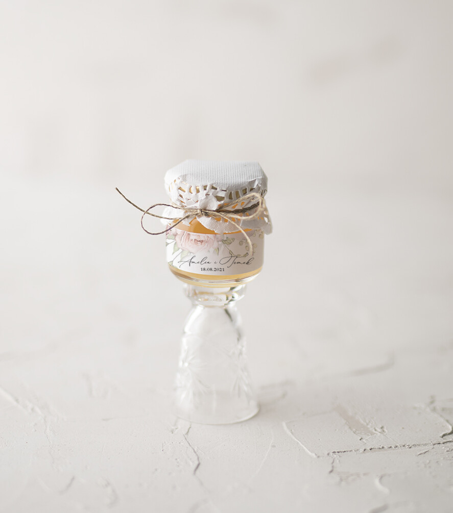 Podziękowania dla Gości Weselnych Miody i słoiczki Nutella prezenty dla gości weslenych słodki upominek miód pszczeli w słoiczku  0