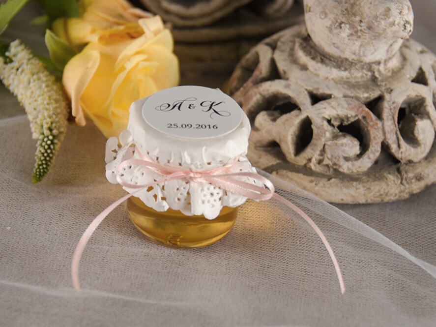 Podziękowania dla Gości Weselnych Miody i słoiczki Nutella upominki podziękowania za przybycie po ślubie słodkie zaskoczenie personalizowany słoiczek z miodem  1