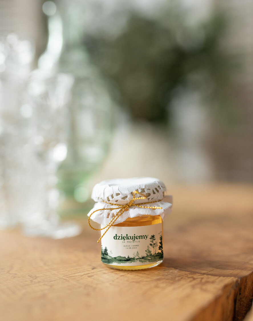 Podziękowania dla Gości Weselnych Miody i słoiczki Nutella mini słoiczki prezenty dla gości weselnych, podziękowanie dla gości weselnych, miodki na podziękowania dla gości prezenty dla gości weselnych słoiczek z miodem0