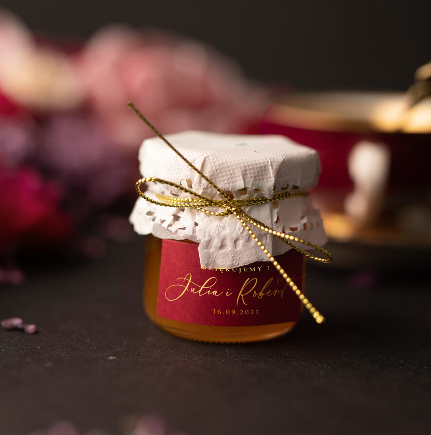 Podziękowania dla Gości Weselnych Miody i słoiczki Nutella ślubne upominki dla gości  male słoiczki z miodem    1