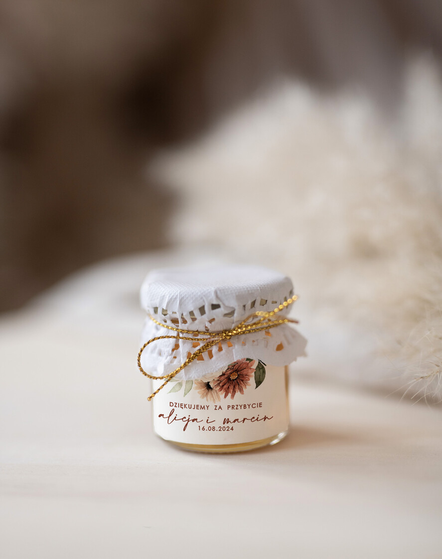 Podziękowania dla Gości Weselnych Miody i słoiczki Nutella fajne pomysły na prezenty dla gości weselnych, podziękowanie dla gości weselnych, miodki na podziękowania dla gości, prezenty dla gości weselnych, słoiczek z miodem1