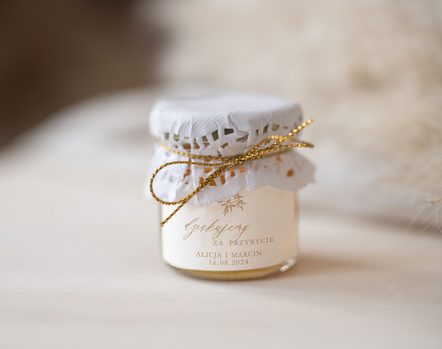 Podziękowania dla Gości Weselnych Miody i słoiczki Nutella mini słoiczki prezenty dla gości weselnych, podziękowanie dla gości weselnych, miodki na podziękowania dla gości, prezenty dla gości weselnych słoiczek z miodem1