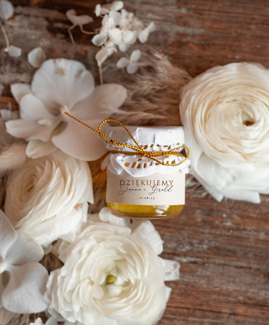 Podziękowania dla Gości Weselnych Miody i słoiczki Nutella podziękowania podarunki dla gości weselnych mini słoiczek prezenty dla gości  1