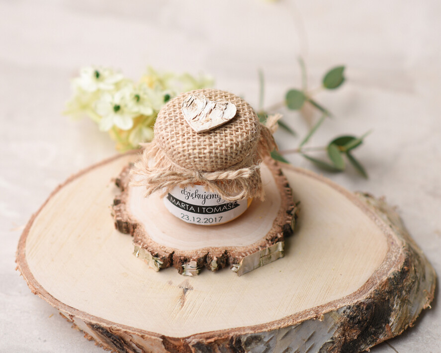 Podziękowania dla Gości Weselnych Miody i słoiczki Nutella podziękowania od pary młodej po weselu słodki poczęstunek miodki w słoiczkach  2