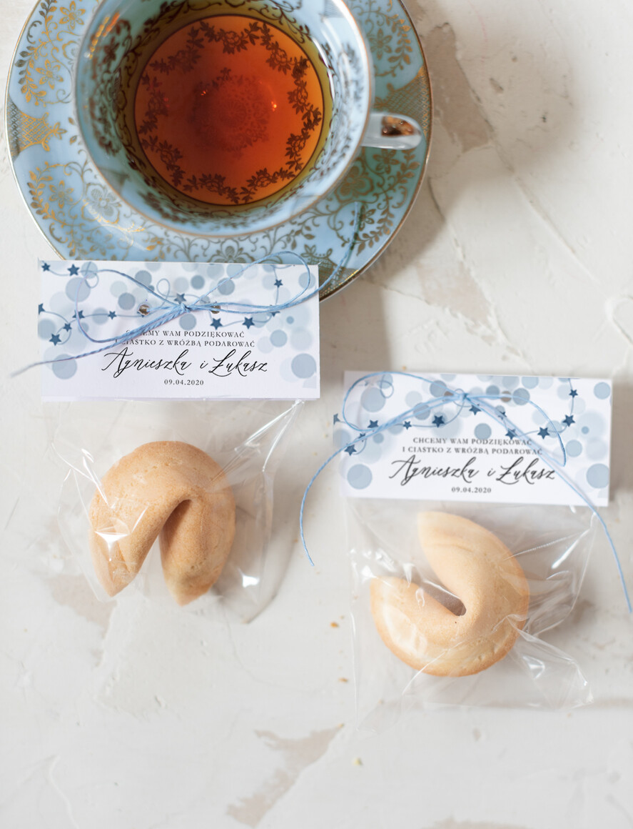 Podziękowania dla Gości Weselnych Ciasteczka z wróżbą prezenty dla gości na weselu, ciasteczka z dedykacja i wrozba0