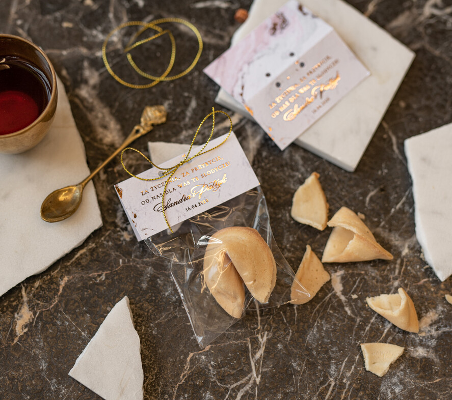 Podziękowania dla Gości Weselnych Ciasteczka z wróżbą podziękowania podarunki dla gości weselnych, ciastko z wróżbą2