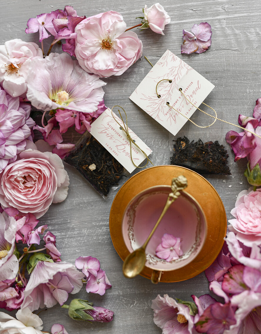 Podziękowania dla Gości Weselnych Saszetki prezenty dla gości weselnych  mała saszetka z herbata    0