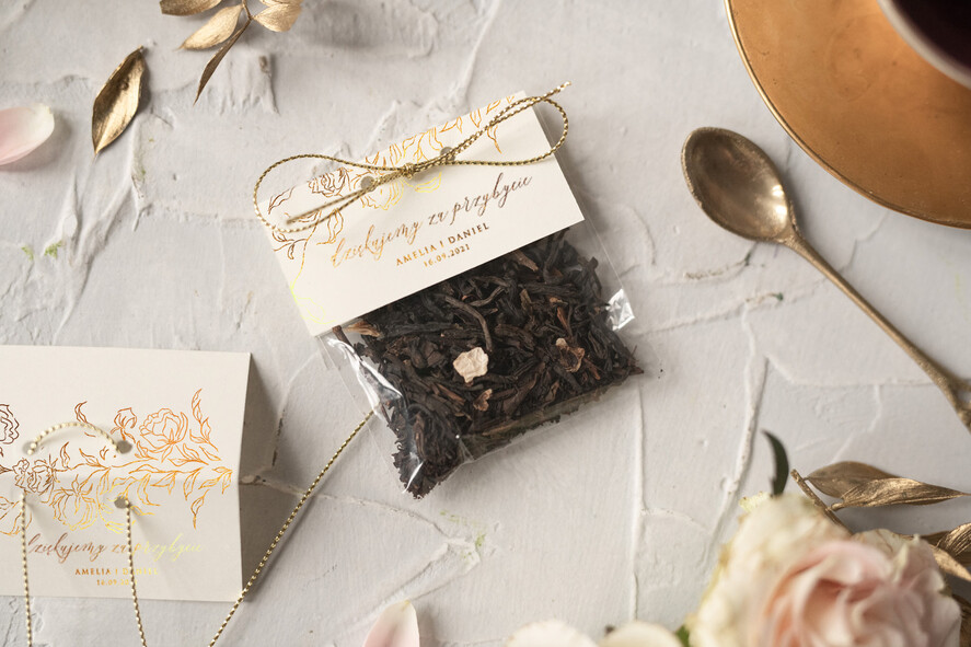 Podziękowania dla Gości Weselnych Saszetki upominki ślubne od pary młodej dla gości weselnych  saszetka z kawą lub herbatą    1