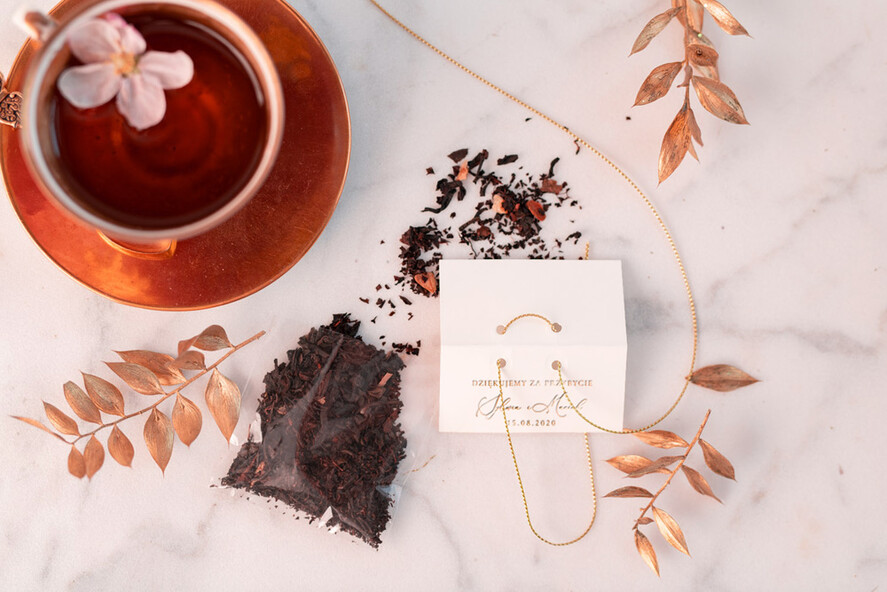 Podziękowania dla Gości Weselnych Saszetki podziękowania dla gości po weselu  torebeczka z herbatką    0