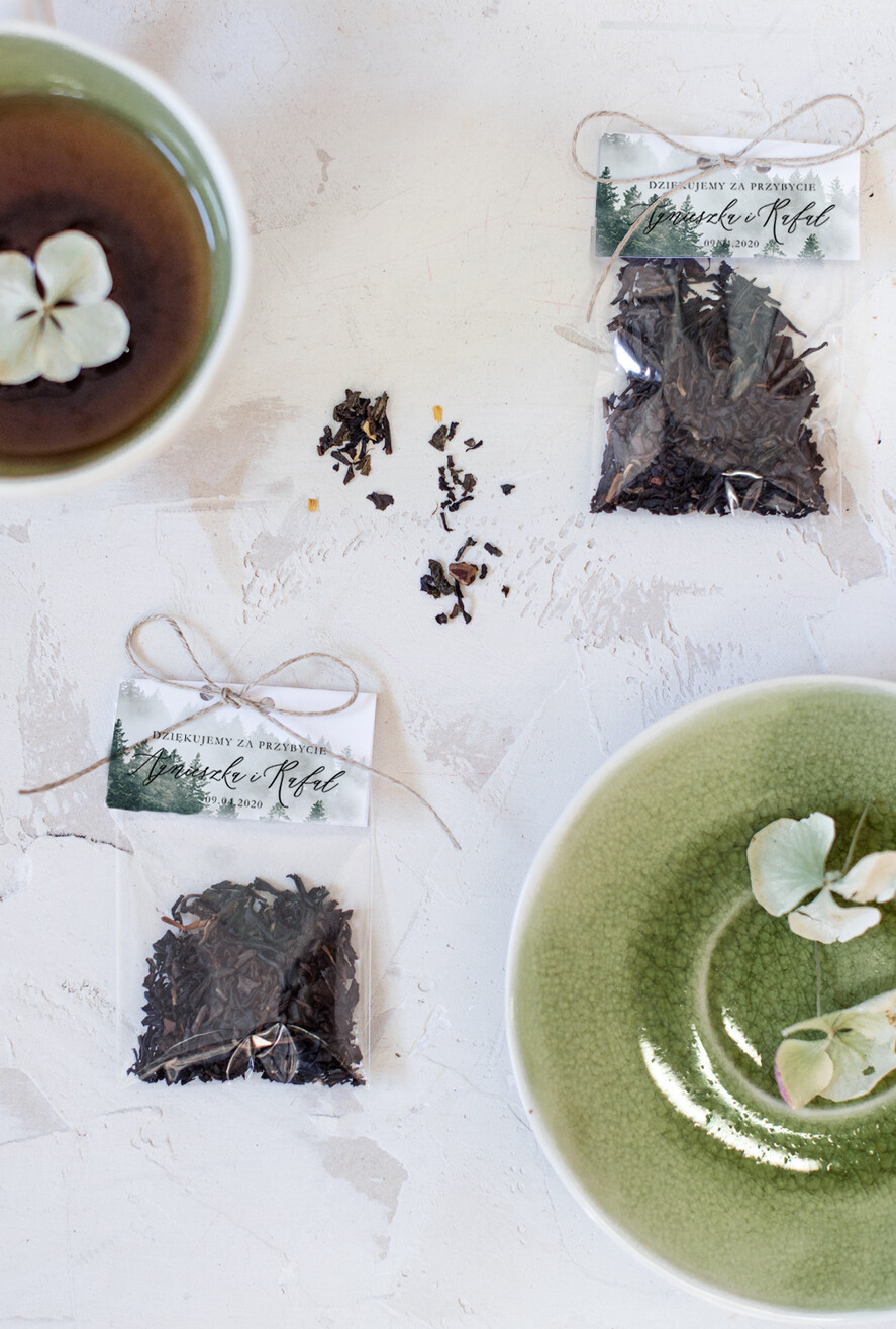 Podziękowania dla Gości Weselnych Saszetki unikatowe podziękowania dla gości do wyboru kawa lub herbata   0