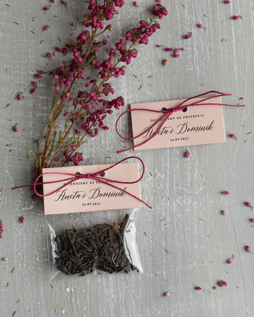 Podziękowania dla Gości Weselnych Saszetki unikatowe podziękowania dla gości  torebeczka z kawą lub herbatką    2