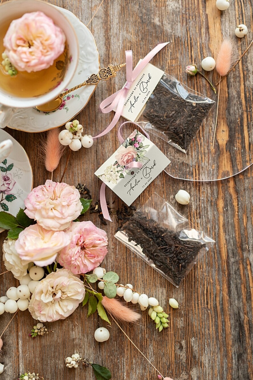 Podziękowania dla Gości Weselnych Saszetki podziękowania dla gości po weselu zawierające herbatę lub kawę   0