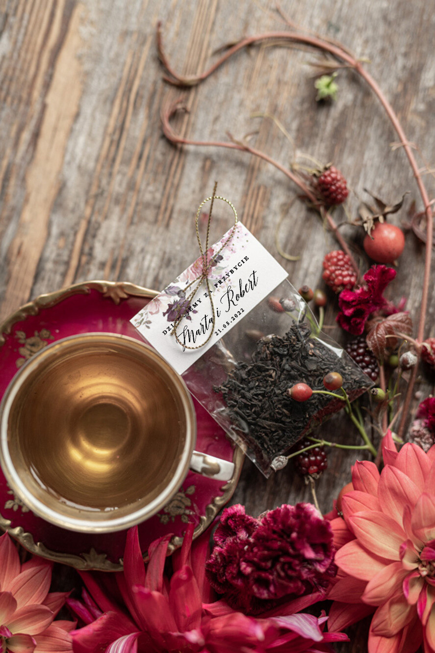 Podziękowania dla Gości Weselnych Saszetki prezenty ślubne dla gości weselnych  herbata personalizowana    0