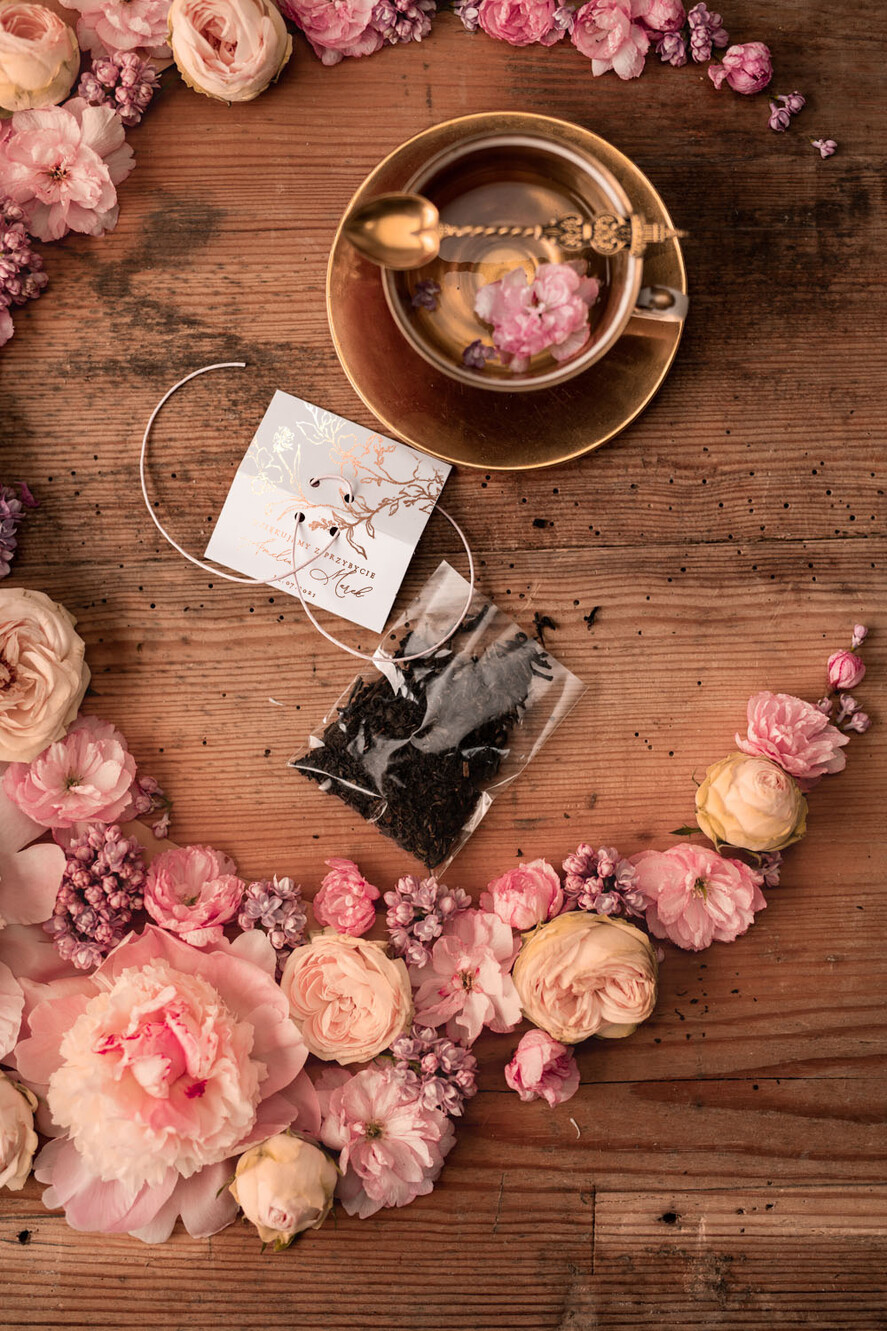 Podziękowania dla Gości Weselnych Saszetki personalizowane podziękowania dla gości weselnych zawierające herbatę lub kawę   0