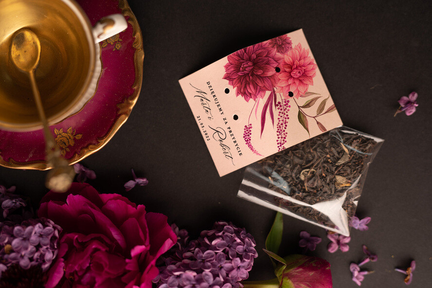 Podziękowania dla Gości Weselnych Saszetki prezenciki dla gości weselnych pomysłowe podziękowania torebeczka z herbatką    0