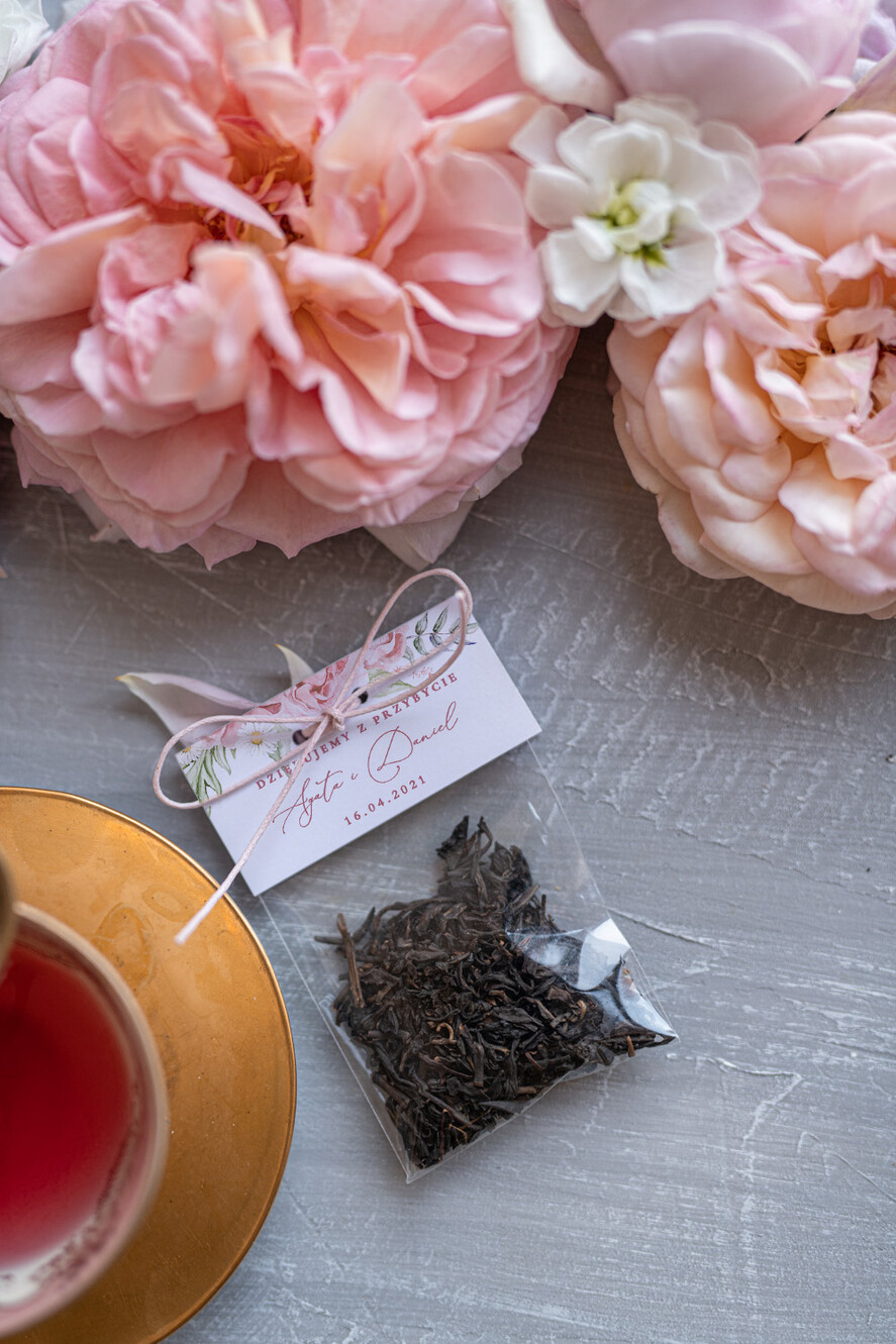 Podziękowania dla Gości Weselnych Saszetki podziękowania dla gości ślubne upominki dla gości do wyboru kawa lub herbata   2