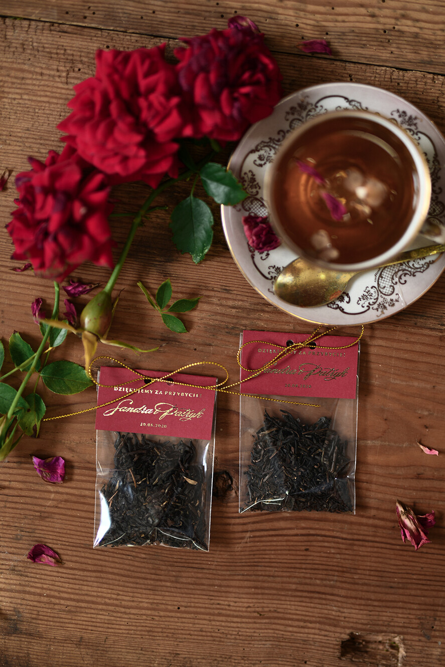 Podziękowania dla Gości Weselnych Saszetki podarunki ślubne dla gości weselnych w formie smakowitej herbaty   0