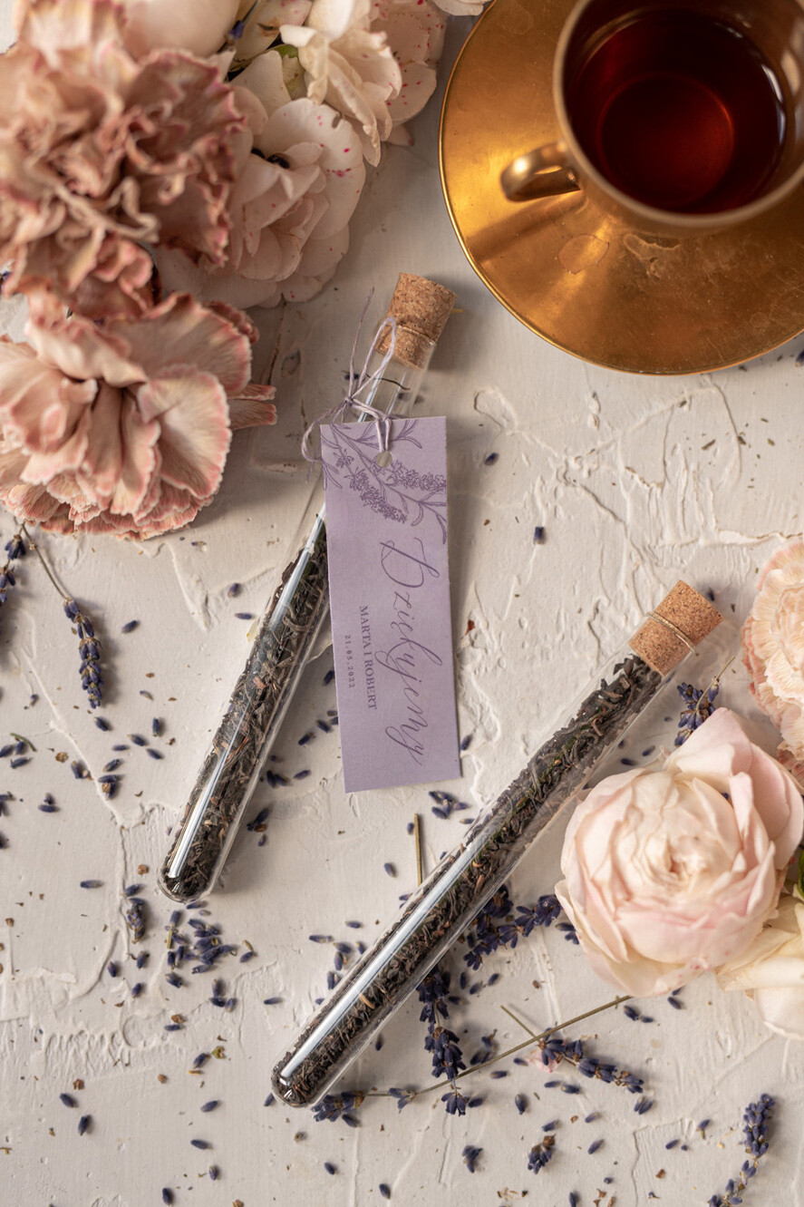 Podziękowania dla Gości Weselnych Fiolki personalizowane podziękowania dla gości weselnych  fiolki do herbaty lub wlasnego wypelnienia    0