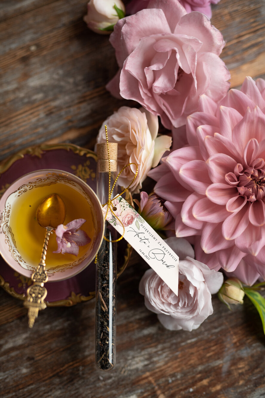 Podziękowania dla Gości Weselnych Fiolki upominki dla gości weselnych  fiolka z herbata lub kawa    2